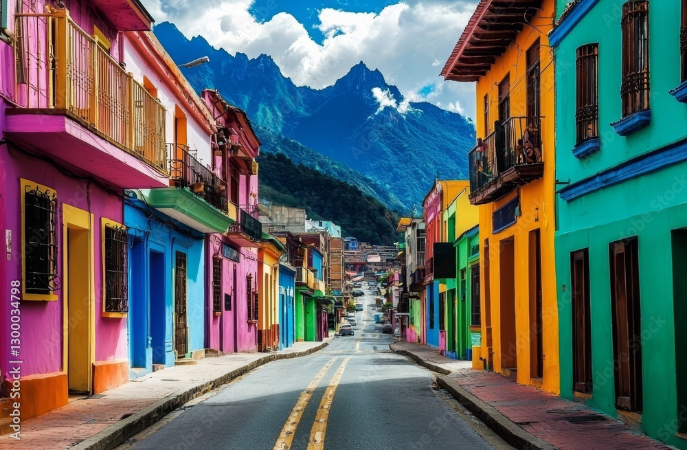 Fototapeta premium Colorful Architecture Framing Scenic Streets 