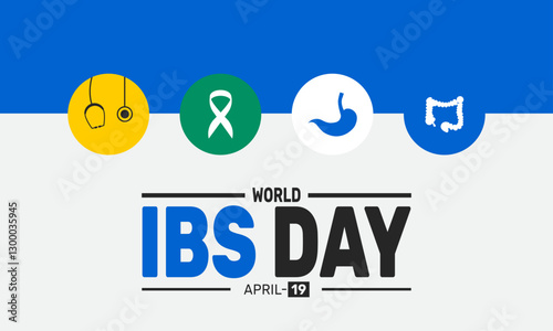 Irritable bowel syndrome (IBS) day.  Holiday concept. suitable for placard, background,Greeting Card, Poster design template with text inscription, standard Social Media Post.