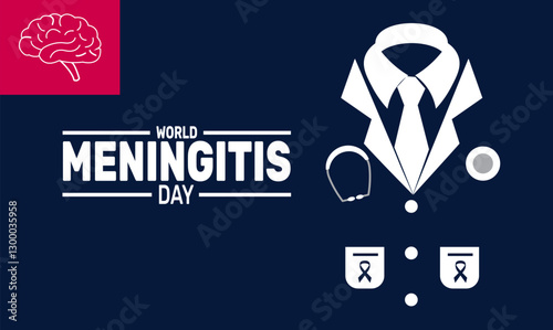 World Meningitis Day.  Holiday concept. suitable for placard, background,Greeting Card, Poster design template with text inscription, standard Social Media Post.