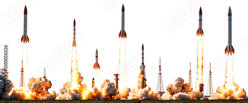 nuclear rockets launching w...