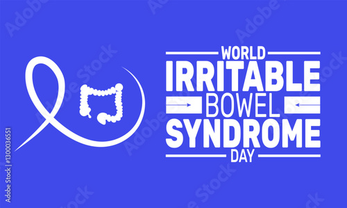 Irritable bowel syndrome (IBS) day.  Holiday concept. suitable for placard, background,Greeting Card, Poster design template with text inscription, standard Social Media Post.