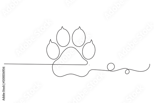 Dog bone continuous single line drawing animal paw,Bone toy for dog line art
