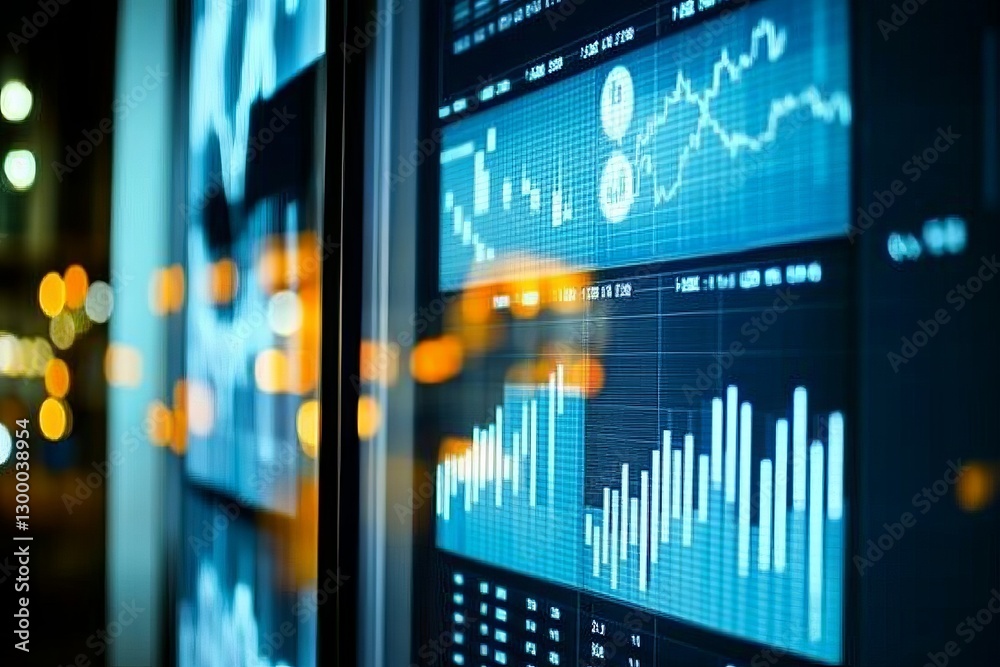 A computer monitor displays a graph of stock prices. background of financial business concept. A computer monitor displays a graph of stock prices. background of financial business concept.