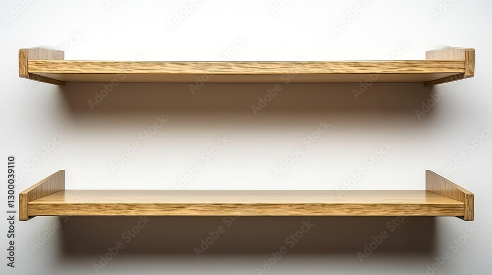 A modern bookshelf with clean lines, empty shelves, and surrounding space for design, product branding, or promotional text.