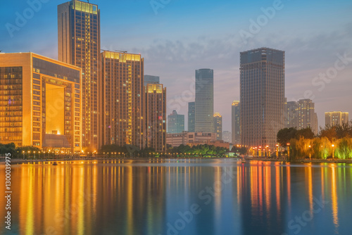 The urban architectural skyline, modern bridges, and Haihe River scenery of Tianjin, China on August 11, 2024