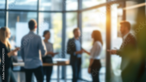 Background image of a group of corporate employees in the office lobby. AI Generated Images