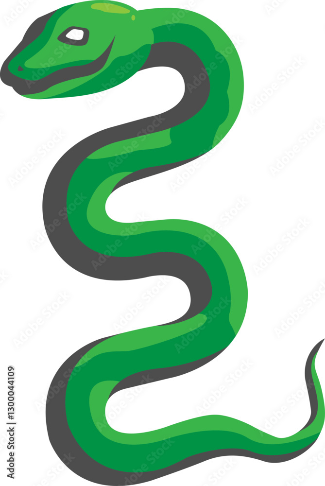 Naklejka premium Green snake logo with a white eye, symbol of the new year.