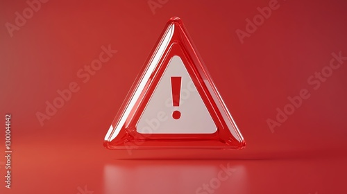 Warning symbol on vibrant red background. photo