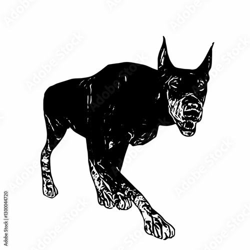 This image is animal ilustration design of Doberman dog