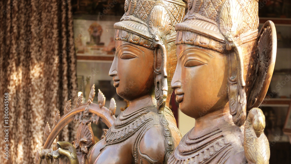 Antique statues displayed in a handicraft shop Antique statues displayed in a handicraft shop