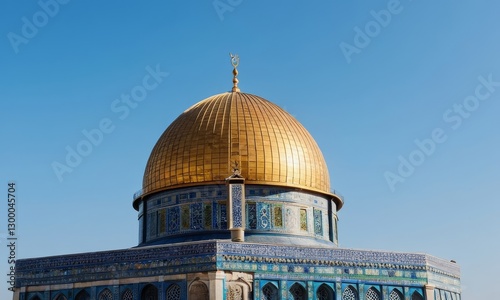 Majestic Golden Dome of the Rock in Jerusalem against a clear sky