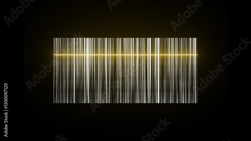A barcode scanner icon animation features a scanning line moving horizontally across the barcode, followed by a glow effect, indicating successful scanning with a checkmark or beep sound.