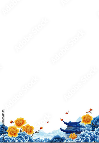 Xiangyun Caiyun Chinese style festive blue cut material