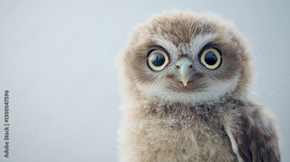 Obraz premium Inquisitive baby owl nest animal photography soft feather environment close-up perspective