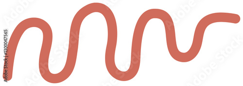 抽象的な赤いラインのベクターイラストセット。手書き風の曲線とループ。