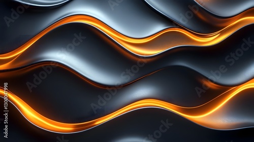 an abstract wave-like design in dark colors with golden highlights, evokes a sense of elegance and modernism
