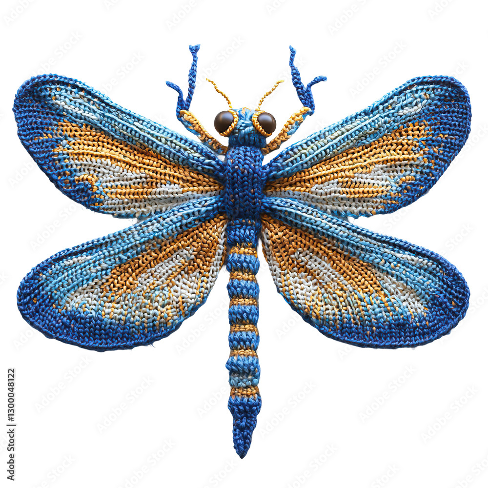 Fototapeta premium Intricate Dragonfly Knitting Pattern Design on a Clean Transparent background Ideal for Craft and Textile Projects