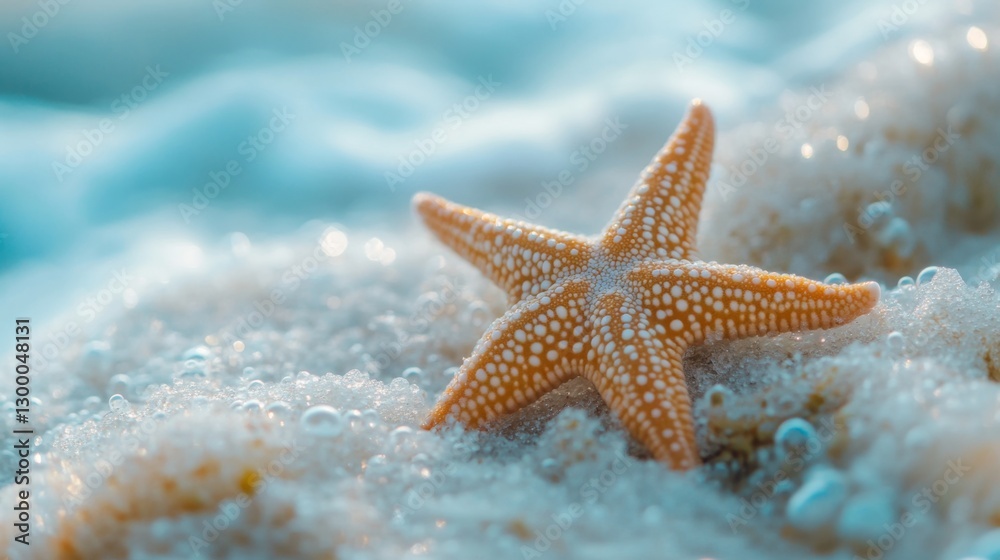 A baby starfish resting on the ocean floor marine life image underwater close-up peaceful existence A baby starfish resting on the ocean floor marine life image underwater close-up peaceful existence