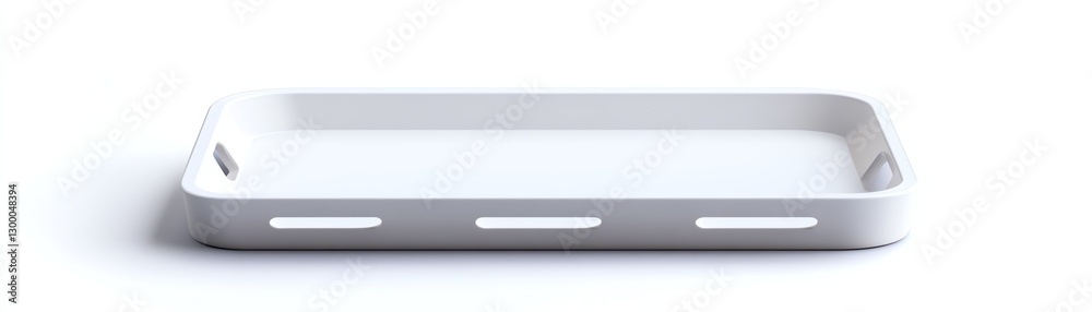 White rectangular tray with handles on a white isolate background. White rectangular tray with handles on a white isolate background.