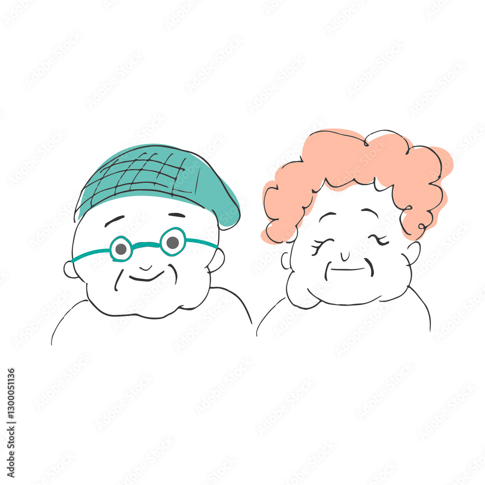 Fototapeta premium The old man and woman are smiling. Thank you for respecting the elderly.