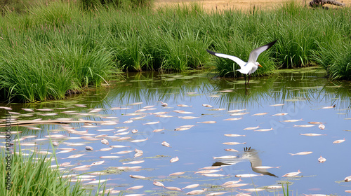 Fish growing ponds and migrating birds in Israel