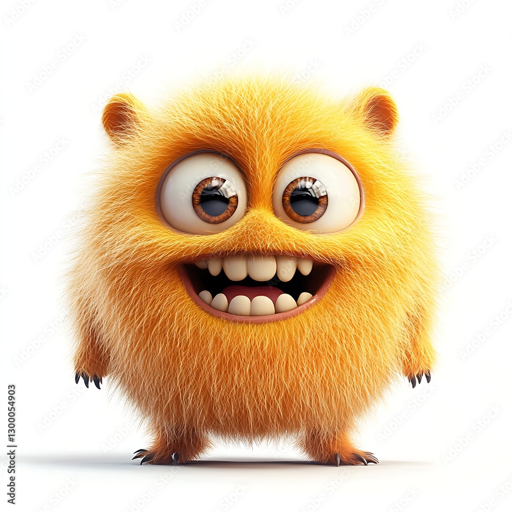 Whimsical Furry Friend: A charming, cartoonish creature with fluffy, yellow fur and an infectious grin, radiates pure joy and childlike wonder. Whimsical Furry Friend: A charming, cartoonish creature with fluffy, yellow fur and an infectious grin, radiates pure joy and childlike wonder.