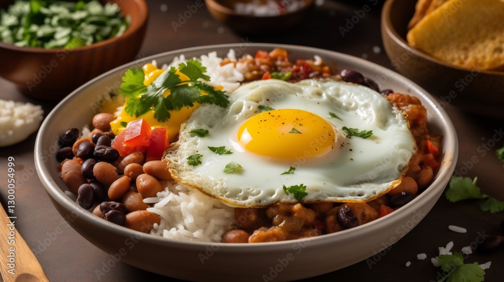 Hearty Breakfast Bowl with Fried Egg and Beans Hearty Breakfast Bowl with Fried Egg and Beans