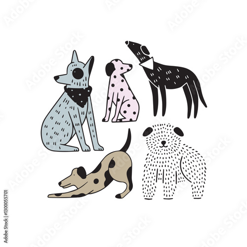 Dogs logo mockup template vector design technical illustration.