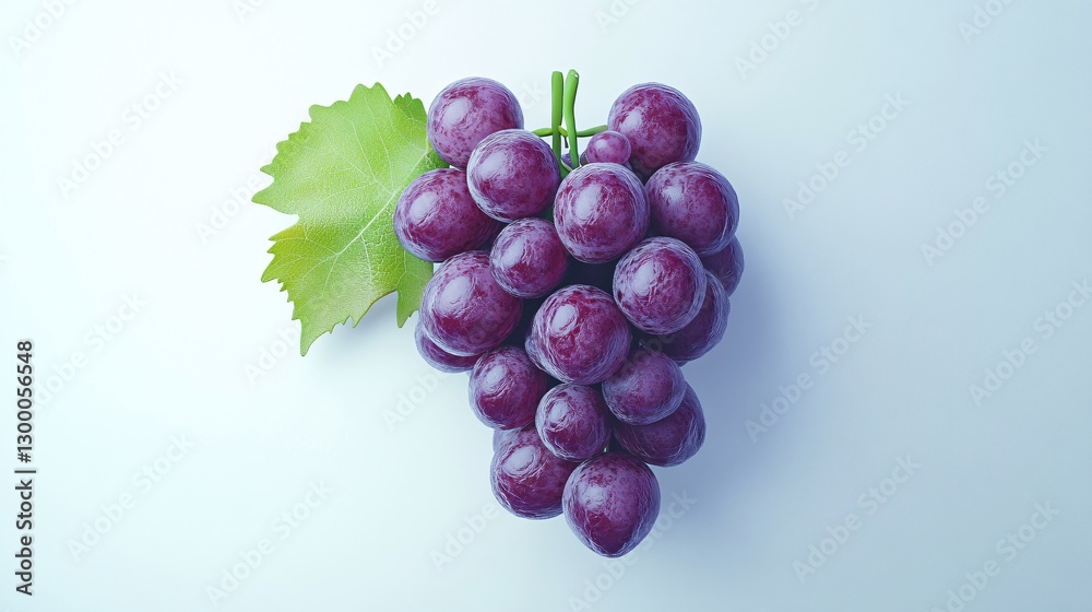 Fototapeta premium Vibrant Purple Grapes on White Background - Fresh and Juicy Fruit Harvest Concept
