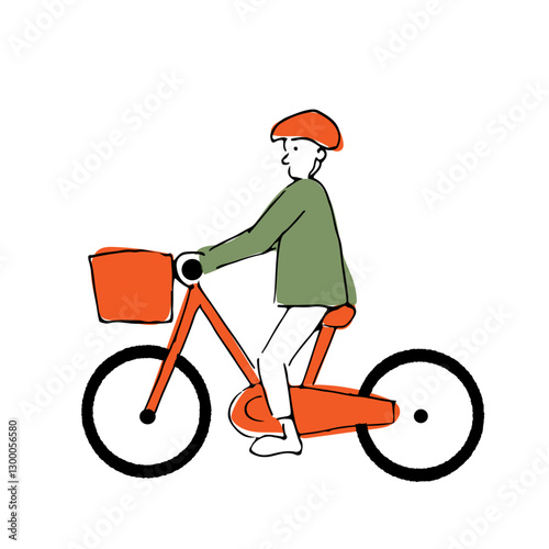 A person wearing a helmet and riding a bicycle