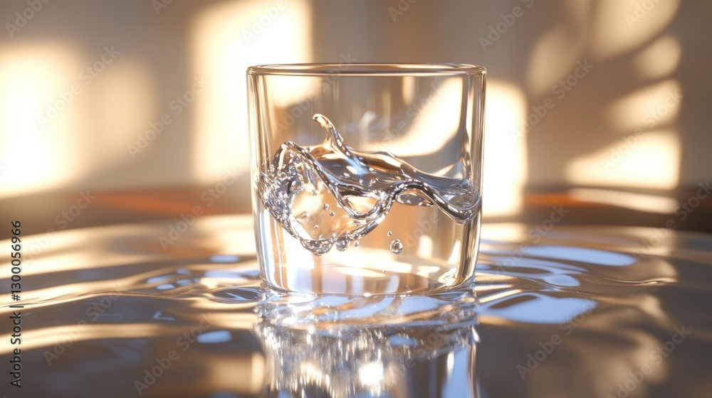 Glass water splash sunlight reflection surface Glass water splash sunlight reflection surface