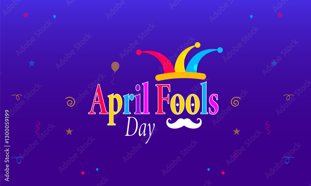 Naklejka premium April fool's day. April 01. Silly face emotion with tongue sticking. funny prank concept Poster or banner design illustration. suitable for, background,Greeting Card, standard Social Media Post.