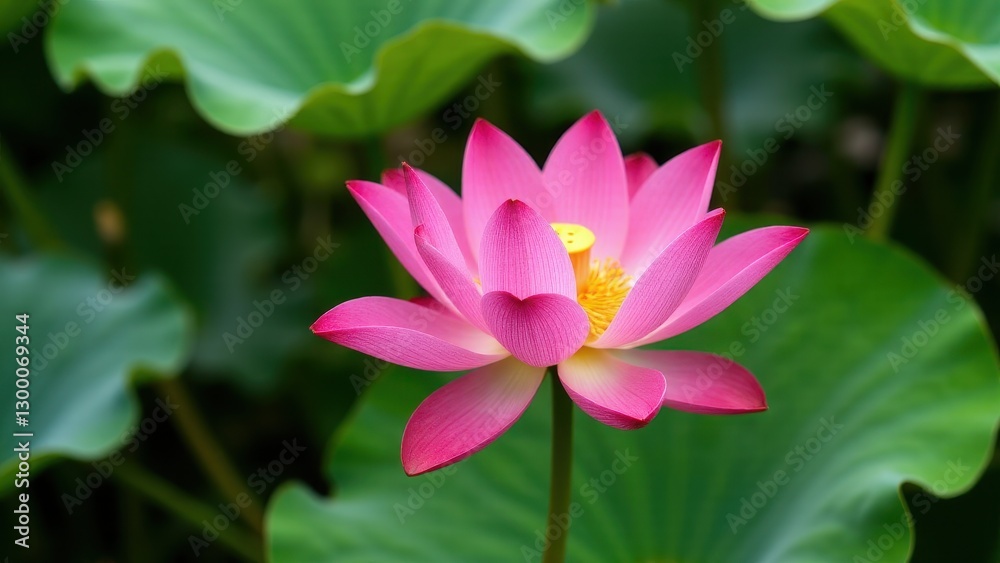 A vibrant red lotus flower in full bloom, surrounded by lush green leaves. A vibrant red lotus flower in full bloom, surrounded by lush green leaves.