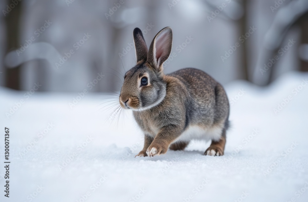 Adorable rabbit exploring snowy landscape in winter wonderland Adorable rabbit exploring snowy landscape in winter wonderland