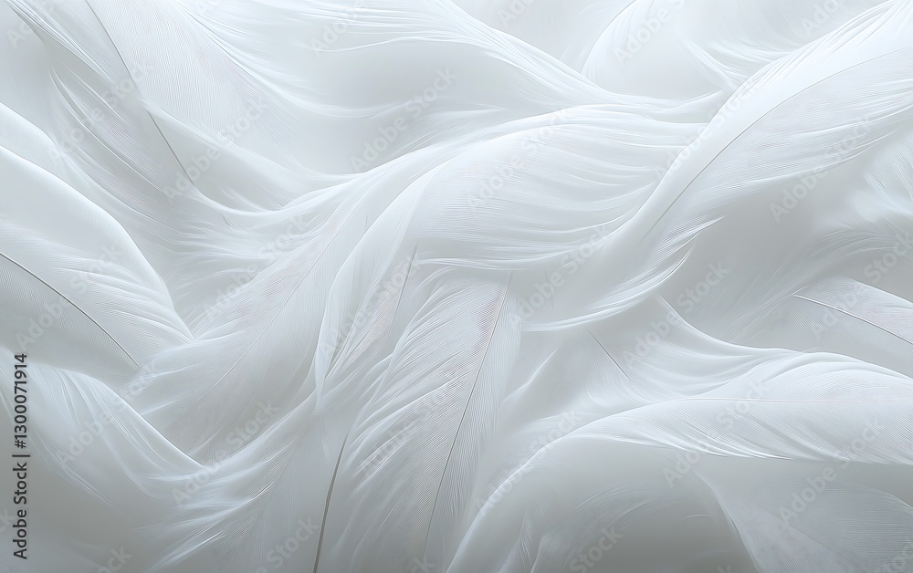 Obraz premium Delicate Layered White Feathers Creating an Ethereal Flowing Pattern