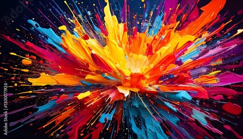 Electric Paint Frenzy – A dynamic eruption of neon acrylic hues forming a striking and unpredictable pattern.
