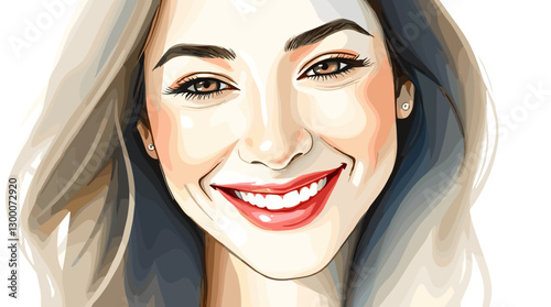 featuring a confident woman in delicate watercolor style with soft lighting