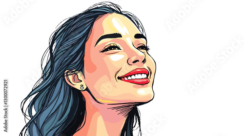 featuring a serene woman with mystical aura and confident smile