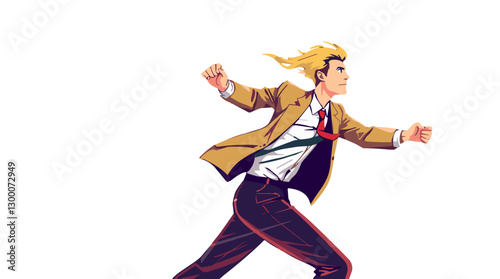 featuring a manager in swift motion with blurred action lines