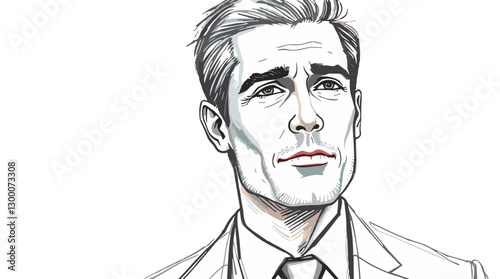 Stylized portrait of a handsome young man in a suit with a confident expression