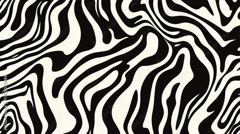 Abstract Black and White Wavy Pattern with Fluid Organic Shapes Abstract Black and White Wavy Pattern with Fluid Organic Shapes