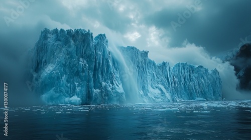 Wallpaper Mural Majestic Iceberg Calving Into Deep Blue Waters Under Dramatic Cloudy Sky in Natural Landscape Torontodigital.ca