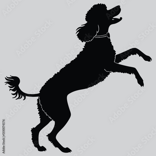 a poodle jumping up silhouette vector design art and illustration