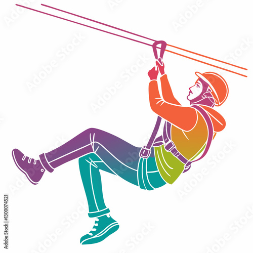 Zipline Silhouette vector illustration
