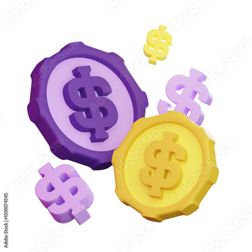 gold dollar sign coin 3d icon