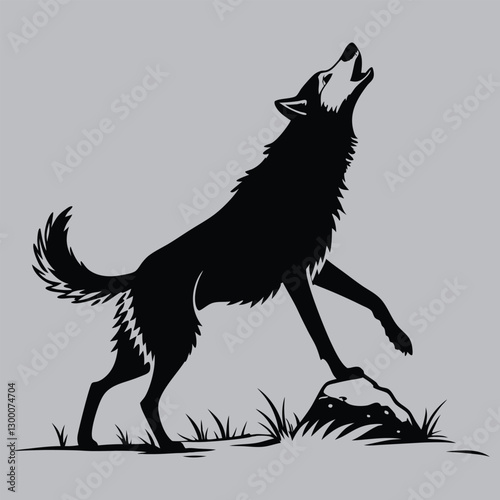 a husky shaking snow off its fur silhouette vector design art and illustration
