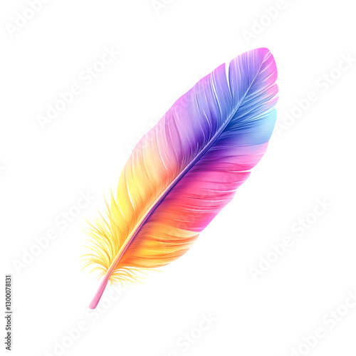 A vibrant rainbow feather floats gracefully showcasing its beauty and delicate texture a symbol of freedom and hope,