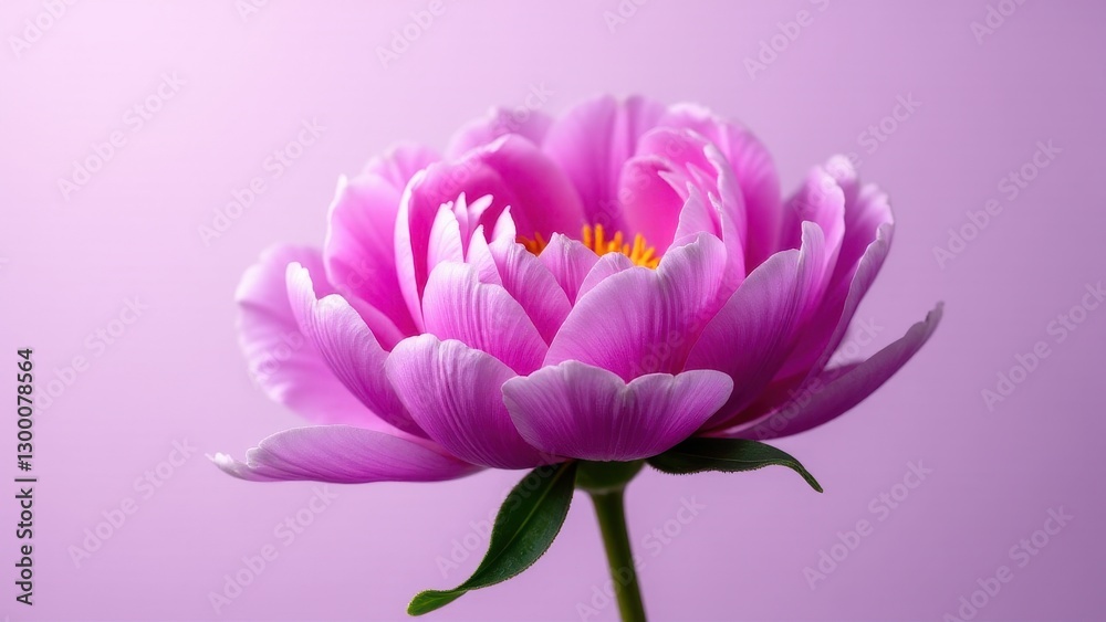 Obraz premium A vibrant purple peony in full bloom against a soft purple background.