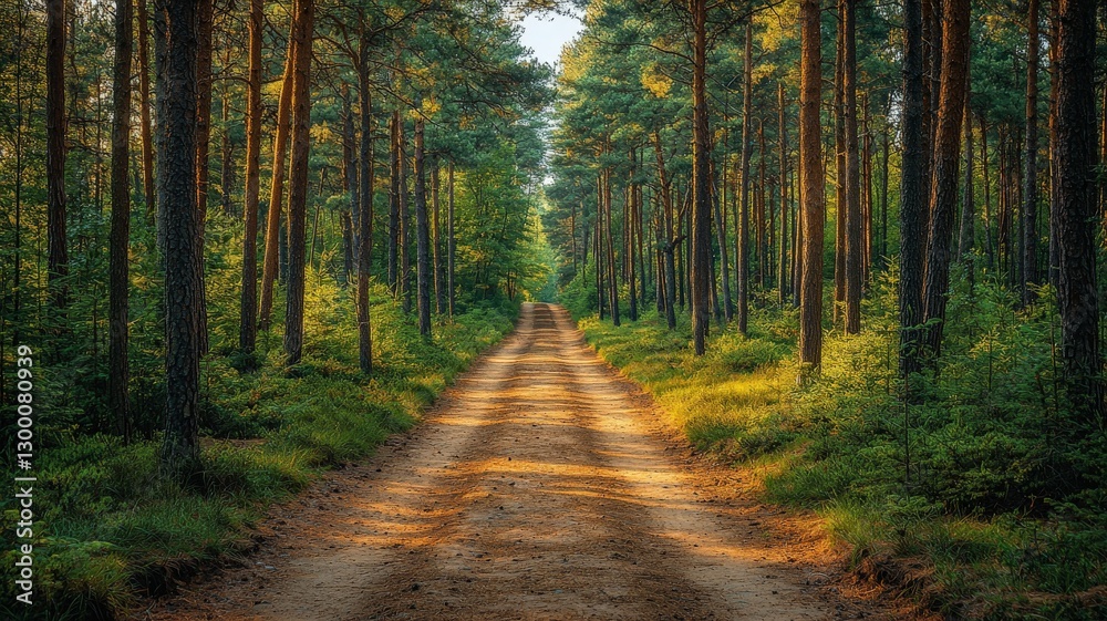 Path Through Majestic Pine Woodland Path Through Majestic Pine Woodland