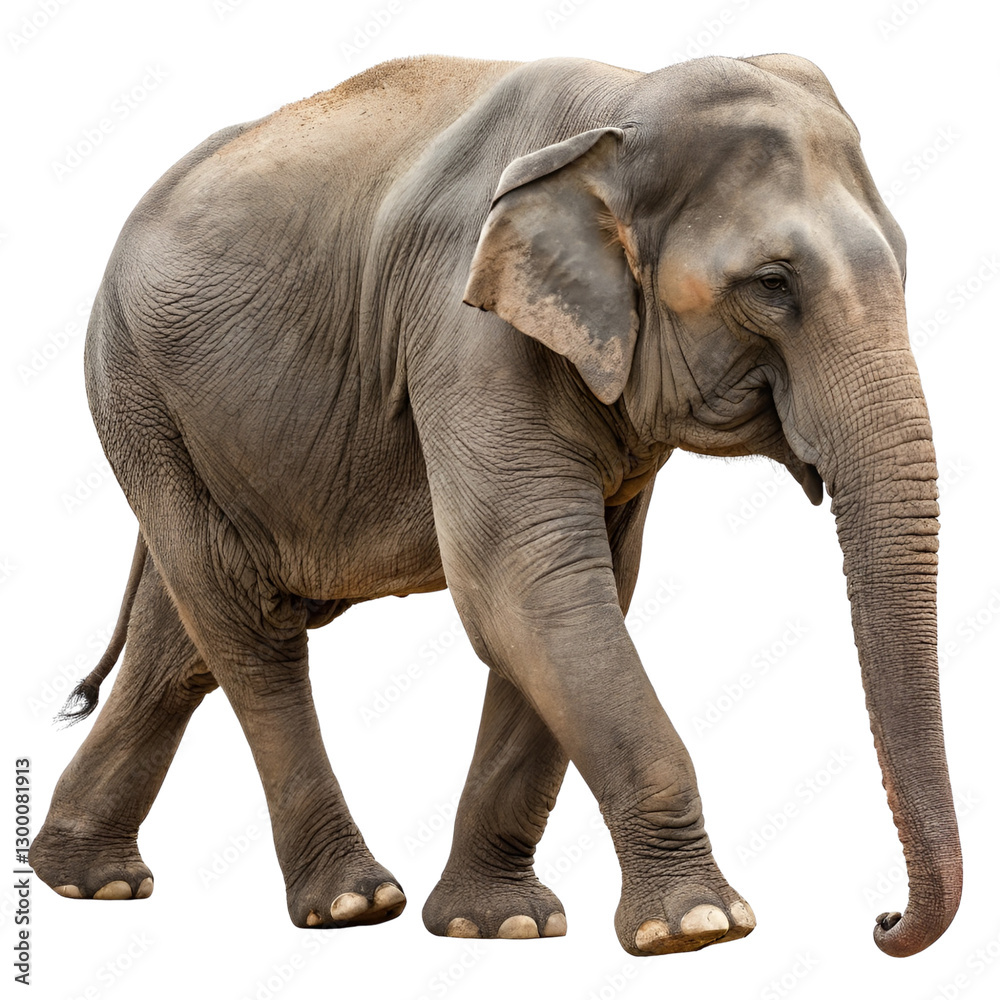 Fototapeta premium Side view of walking Asian Elephant isolated on a transparent background